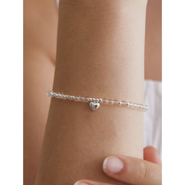 (실버925) 미니 하트 클리어 비즈 팔찌 BR1796