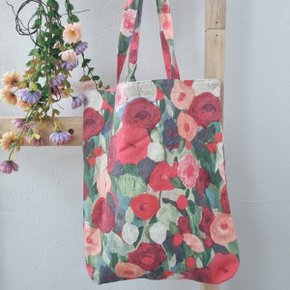 여성 꽃 패턴 사각 예쁜 패브릭 손가방 에코백 　