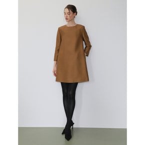 Mikado wool silk mini dress BROWN