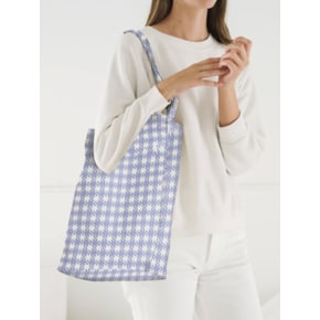 [바쿠백] 덕백 캔버스 토트백 Blue Pixel Gingham