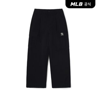 MLB [코리아공식] 여성 바시티 카고 핀턱 와이드 팬츠 NY (Black)