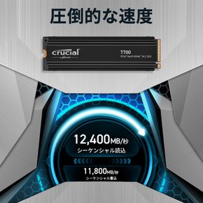 Crucial T700 4TB 3D NAND NVMe PCIe5.0 M.2 SSD 12X400MBs CT4000T700SSD5JP (크루셜) 방열판