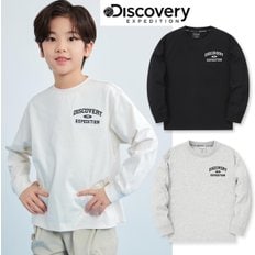 디스커버리키즈 [정상가 39,000원] 키즈 프레시벤트 바시티 스몰로고 긴팔티셔츠 DKRL11041