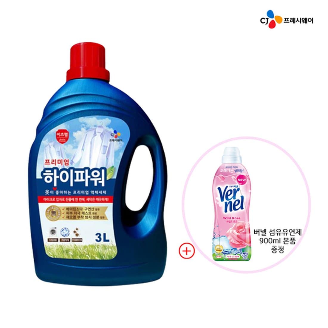 CJ이츠웰 하이파워 프리미엄 세탁세재 3L 1개+버넬섬유유연제증정1개, 믿고 사는 즐거움 SSG.COM
