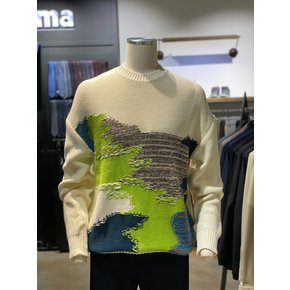 [시흥점] S/S 그린 그림 짜임 오버핏 니트(RPAMKT13A)