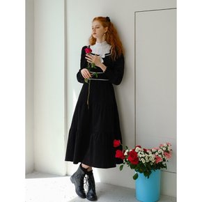 Charming Big ribbon point black dress_black