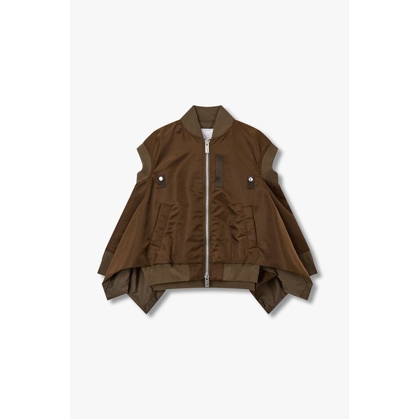 여성 나일론 트윌 집업 베스트_브라운 6416101118000