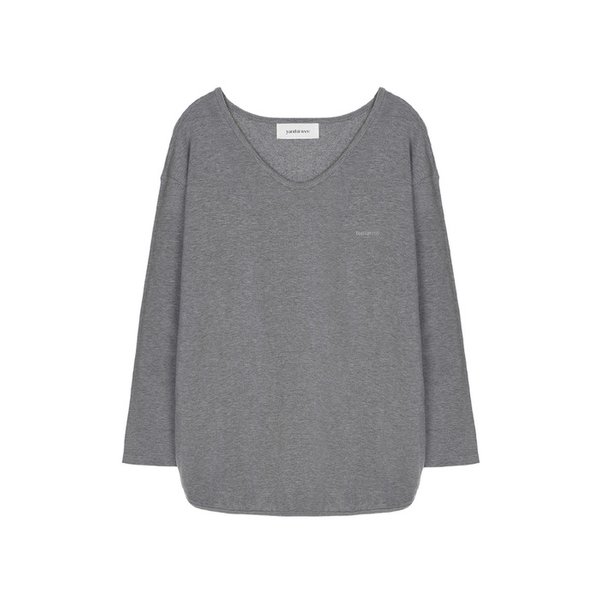 V-NECK WARM LAYERED LONG SLEEVE TSHIRT_GRAY
