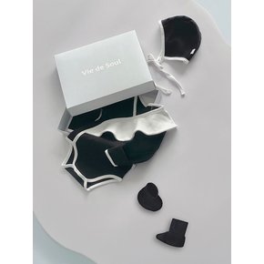 Ruffle Bodysuit SET (Black)