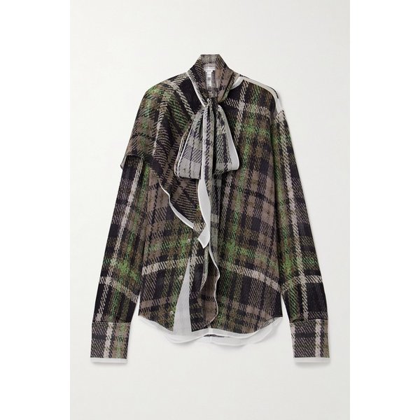 타이 디테일 드레이프 실크 크레이프 드 신 블라우스 46376663162871156