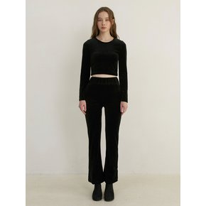 velvet top & track pants set up - black