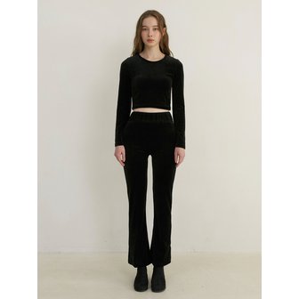 카인더베이비 velvet top & track pants set up - black