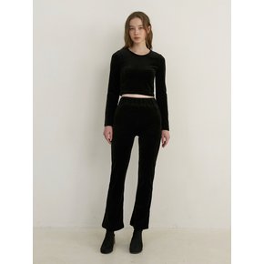 velvet top & track pants set up - black