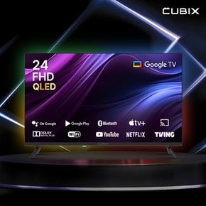 FHD QLED 24인치 TV 모니터 구글 스마트 티비 블랙에디션 넷플릭스 유튜브 캠핑 카라반