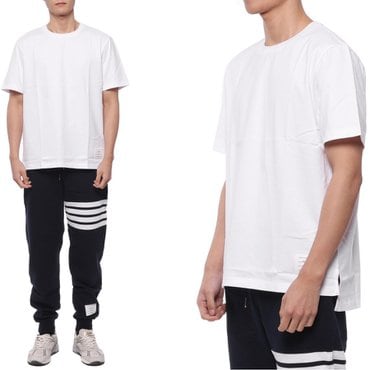 톰브라운 23FW 남성 삼선탭 반팔티셔츠 (MJS067A 00042 100 23F)