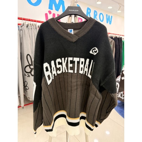 [여주점] 바스켓볼 브이넥니트티 남여공용 블랙 JFZZ51A08