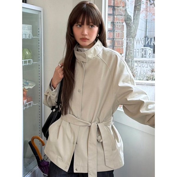 코튼 벨티드 래글런 점퍼 민트그레이 OU1886