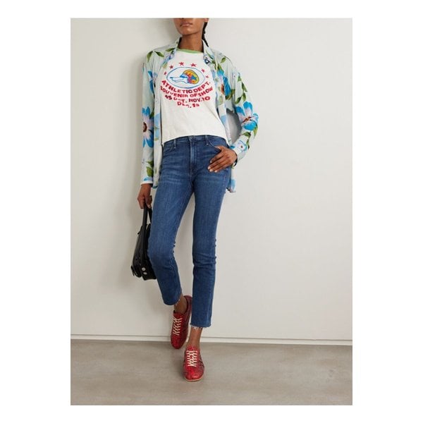 더 대즐러 앵클 프레이 미드라이즈 슬림 진 다크 데님 46376663162897183