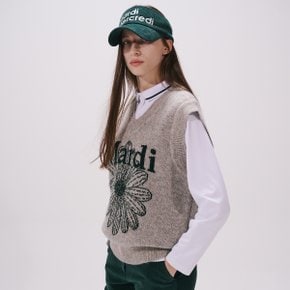 [마르디메크르디악티프] MOHAIR BLENDED KNIT VEST MARDI FLOWER_GREY DEEP GREEN