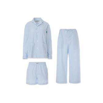 프랭클리슬리핑 FRANKLY 3 Piece Stripe Pajama Set, SkyBlue