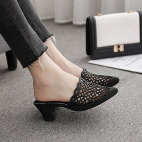 5.5cm 발편한 뮬 슬리퍼 PVC 미들힐 슬리퍼힐_P351773753