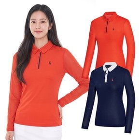 여성 카라 배색 골프 긴팔 카라 티셔츠 BSC046RT9W