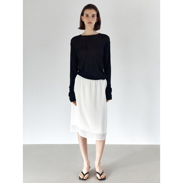 chiffon midi skirt_ivory