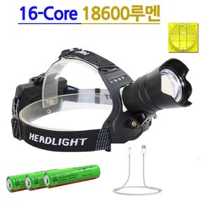 XHP160 LED 충전식 등산 줌 랜턴 헤드랜턴 18600루멘