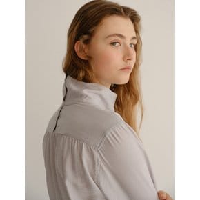 high neck shirring blouse (light grey)