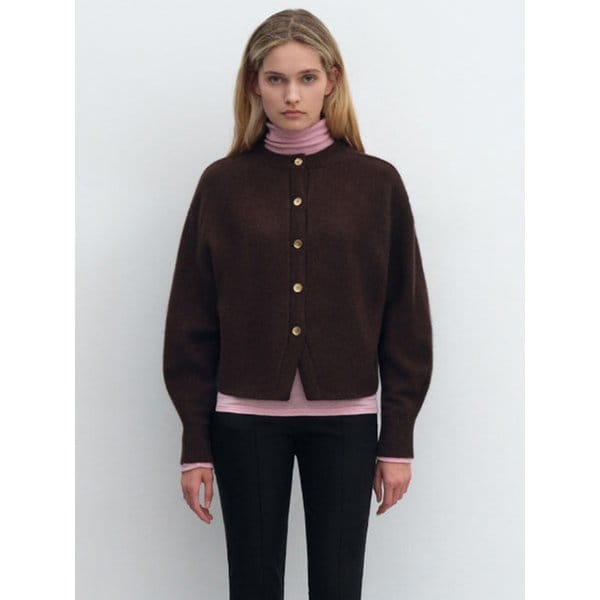 라쿤 메탈 투웨이 가디건_브라운