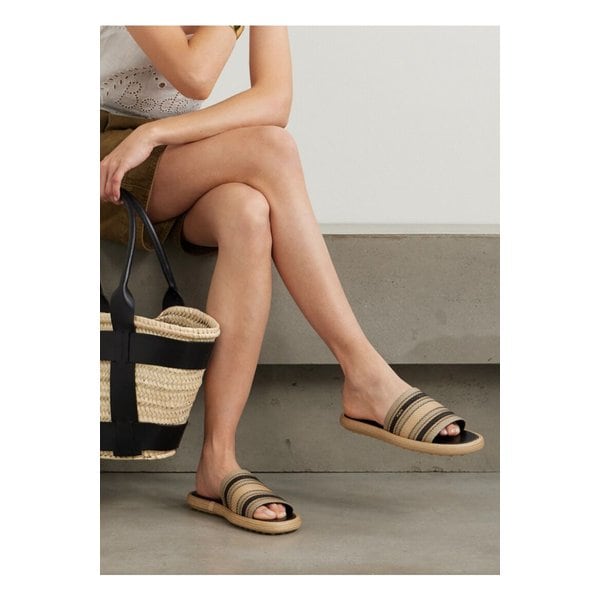 스트라이프 라피아 슬라이드 베이지 46376663162854982