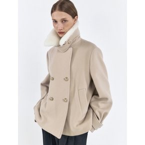 SHEARLING COLLAR WOOL PEA COAT [2COLORS]