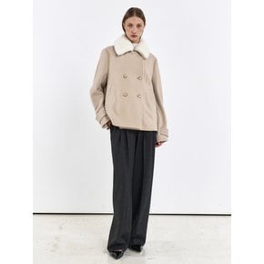 SHEARLING COLLAR WOOL PEA COAT [2COLORS]