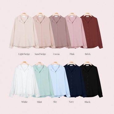 핫핑 [구김X/10컬러] 메르 루즈핏 오픈카라 셔츠블라우스 HBLO0342
