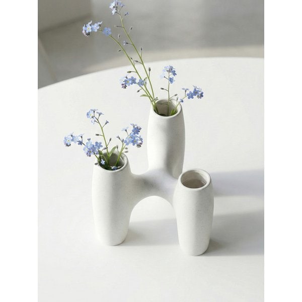 트릴리스 세라믹 베이스 도자기 오브제 3구 화병 인테리어 꽃병