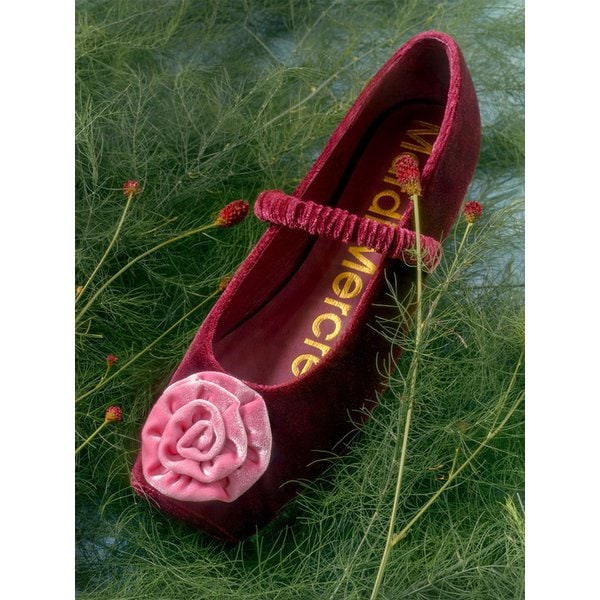 [단독]MARYJANE FLAT ROSE VELVET_WINE PINK