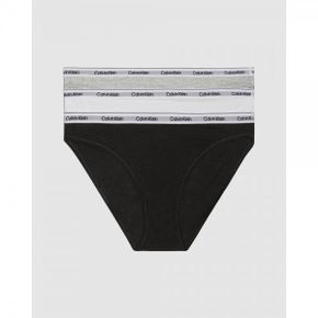 4377527 Calvin Klein Modern Logo MPP 3-Pack Low-Rise Bikinis - Black, White & Grey Heather