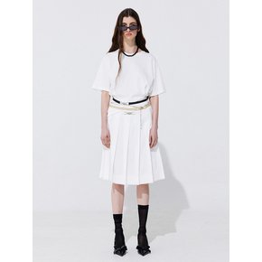 Raw-cut Pleats Skirt_White