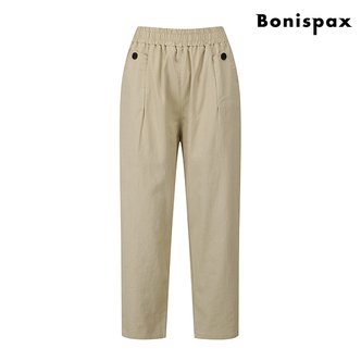 보니스팍스 포켓 버튼 포인트 허리 밴딩 롱 팬츠 (XO1TA016L0)
