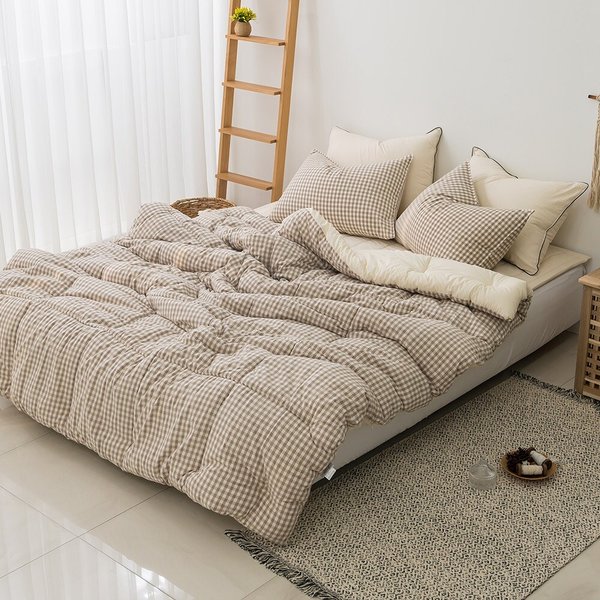 더블리 지젤체크 순면 차렵이불 SS 베개세트