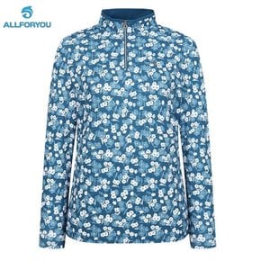 [[여성] ] Flower print half zip-up t-shirt-