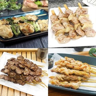 자연맛남 캠핑음식 수제 닭꼬치 4종34개(파닭꼬치8/떡닭꼬치8/염...