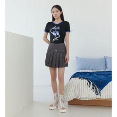 포인트 벨트 주름 미니 스커트 (ER2WS563)