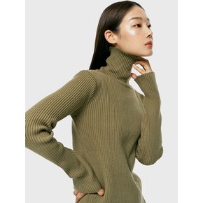 slim ribbed pola knit_khaki