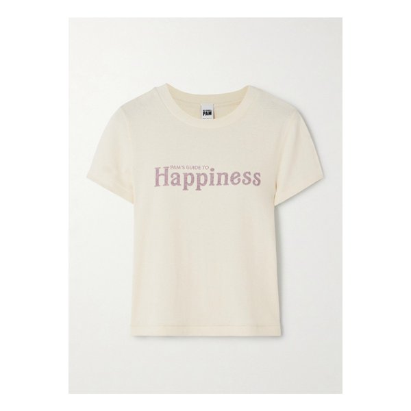 넷 서스테인  파멜라 앤더슨 프린트  코튼 저지 티셔츠 크림 1647597332167868