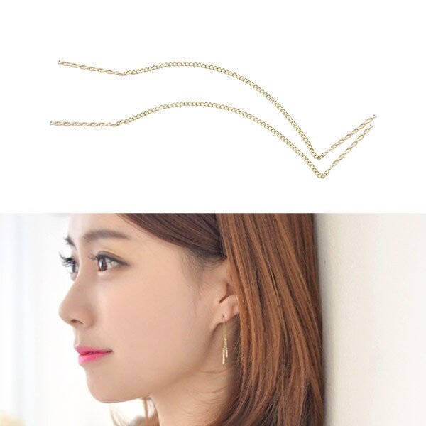 14K Gold 롱 드롭 심플꼬임 데일리 심플 베이직 금 줄 귀걸이