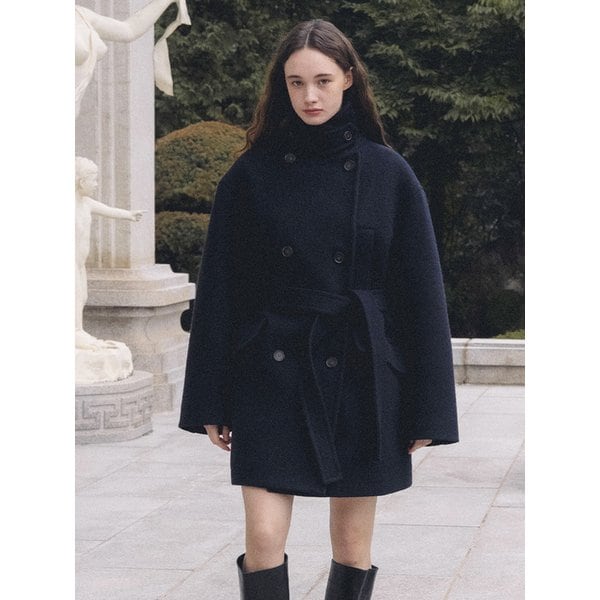 P Wool Classic Double Pea Coat_Night