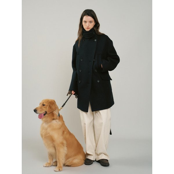 P Wool Classic Double Pea Coat_Night