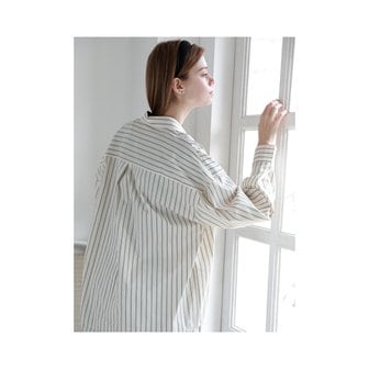 로시로우 Wide Harry Stripe Shirt Light Beige