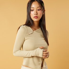 [워머 ver.] 사선 트임 긴팔티 롱슬리브 [커스터드]